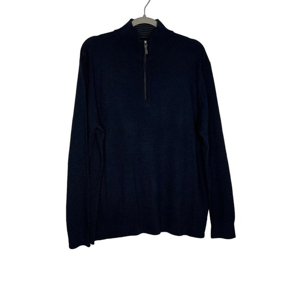 UNTUCKit Other - Untuckit Mens Pullover 1/4 Zip Pullover Sweater Merino Wool Size XL Navy Blue